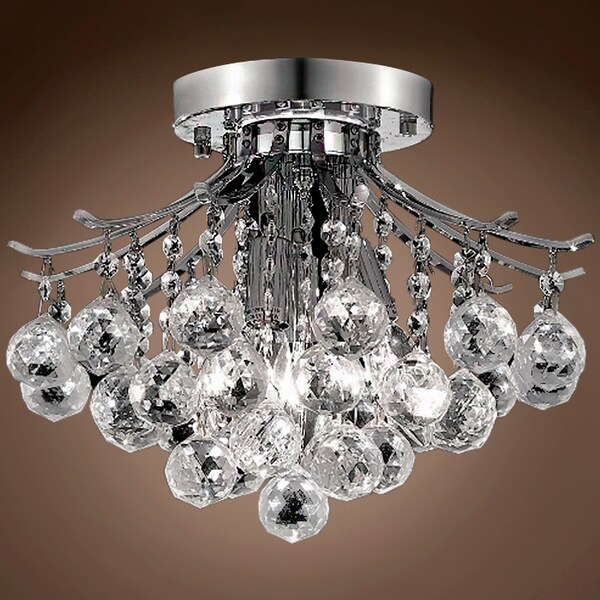 Joshua Marshal Contour 3 Light 12 Chrome Flush Mount With Clear Asfour Crystals" 700934-010